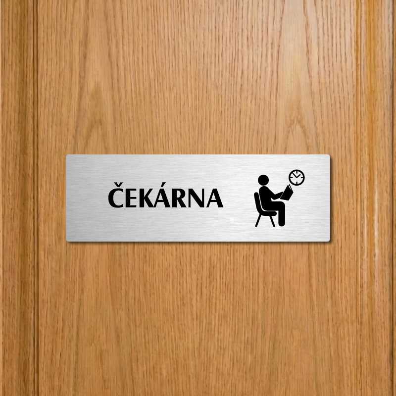 Čekárna, 200x66mm, zlatá popiska s okrasným rámečkem  